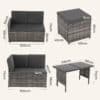 Ella 8-Seater Modular Outdoor Garden Lounge and Dining Set with Table and Stools in Dark Grey Weave - Thumbnail Image 12