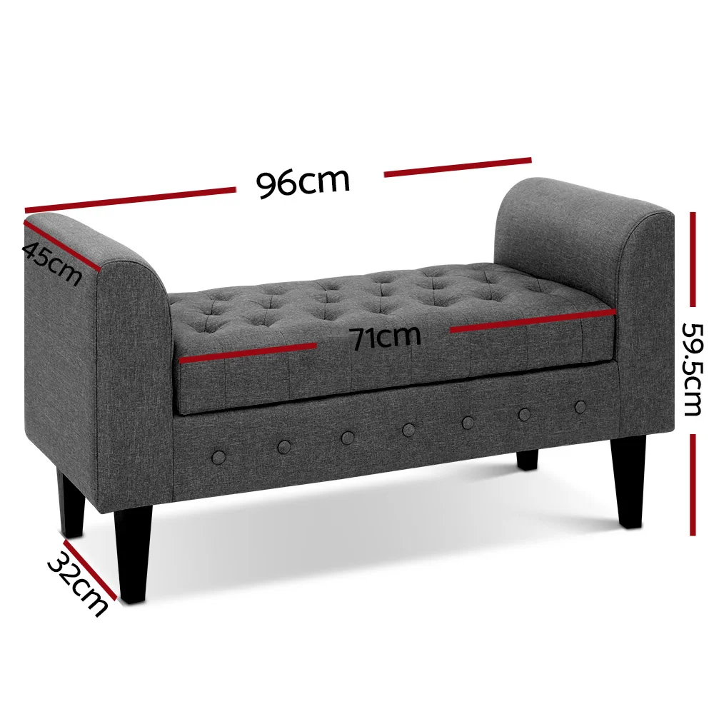 Fabric Storage Ottoman - Grey - Image 7