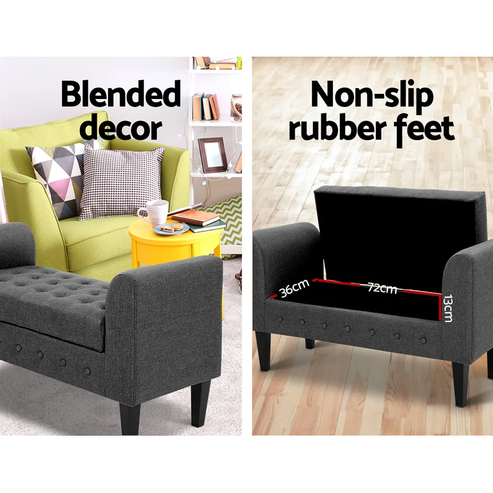 Fabric Storage Ottoman - Grey - Image 4