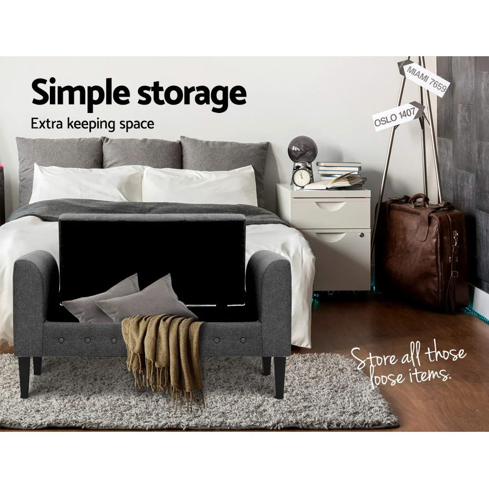 Fabric Storage Ottoman - Grey - Image 3