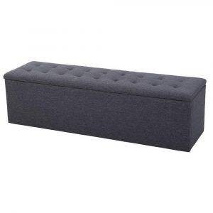 Storage Ottoman Blanket Box Chest Couch Linen - Grey