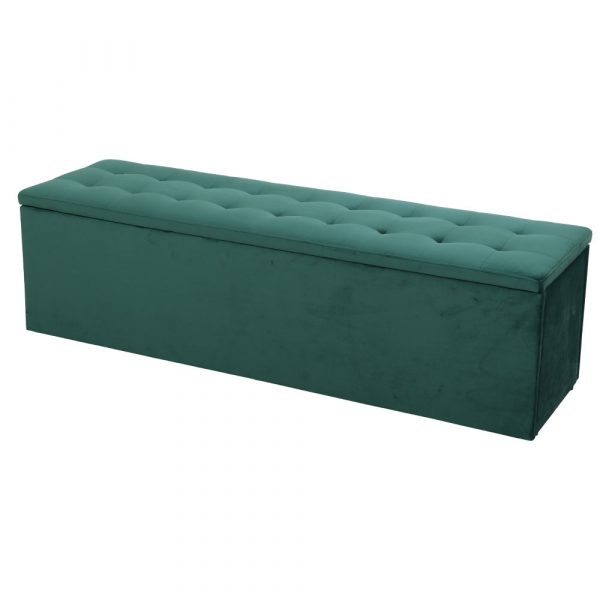 Storage Ottoman Blanket Box Foot Stool Rest Chest Couch Velvet - Green