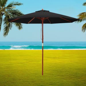 Abilene Outdoor Black Umbrella and Pole - Garden, Poolside and Terrace Parasol – Cantilever Design