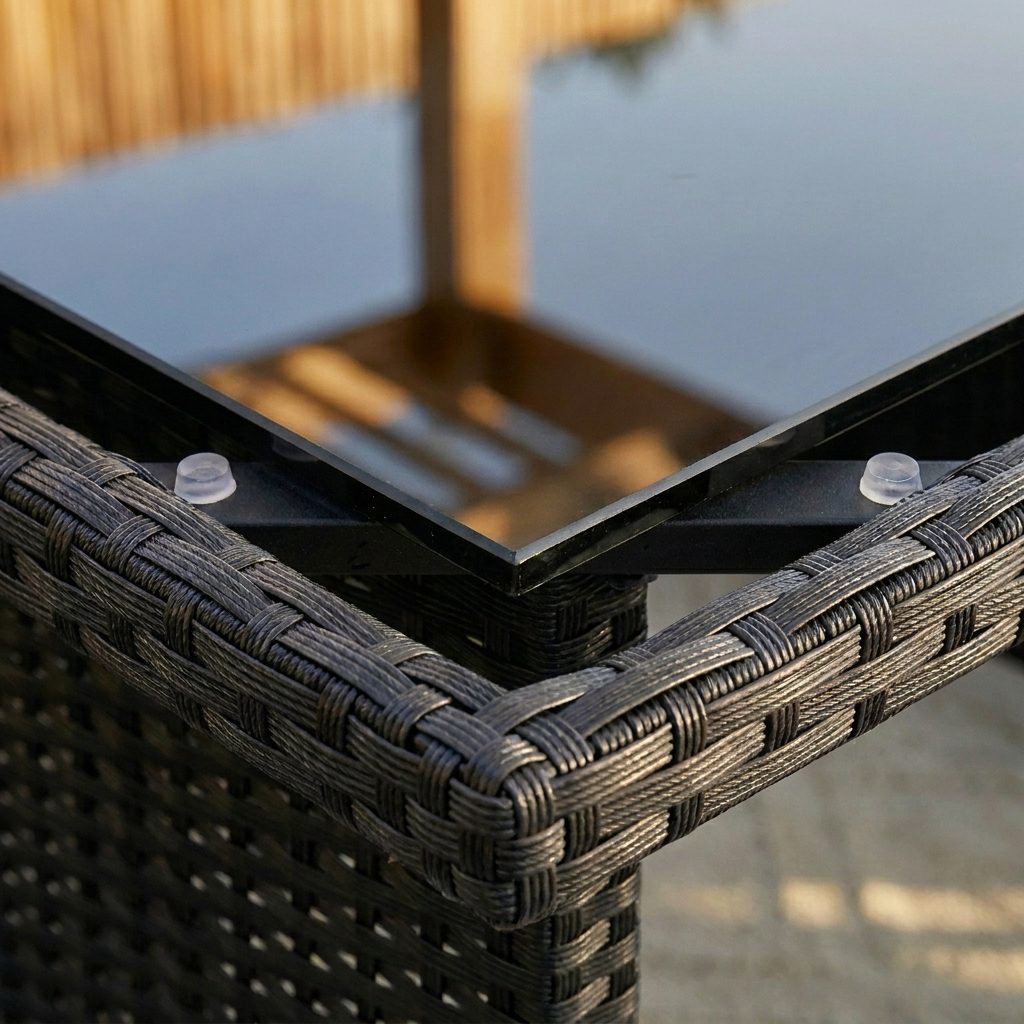 Ella 8-Seater Modular Outdoor Garden Lounge and Dining Set with Table and Stools in Black - Image 10