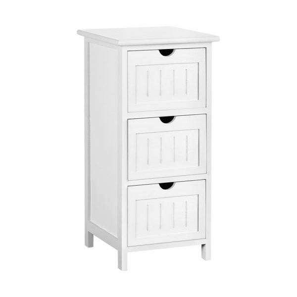 White Three-Drawer Bedside Table