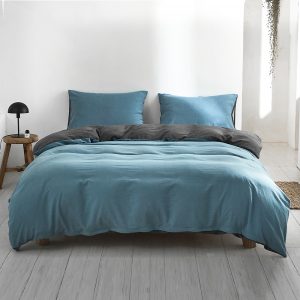 Cotton Quilt Cover - Blue/Black