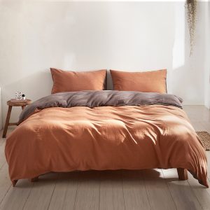 Cotton Quilt Cover - Orange/Brown