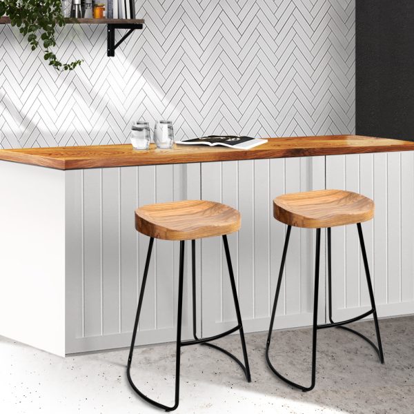 Industrial Inspired Backless Wooden Stools