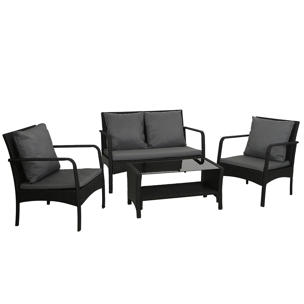 Outdoor Wicker Furniture Set  4pcs Sofa Chairs and Table
