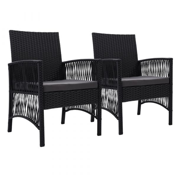 Set of 2 Wicker Cushioned Patio Chairs