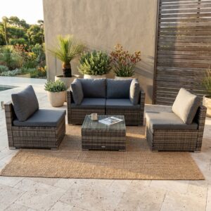 Maui 4 Seater Outdoor Lounge Set PE Rattan Grey