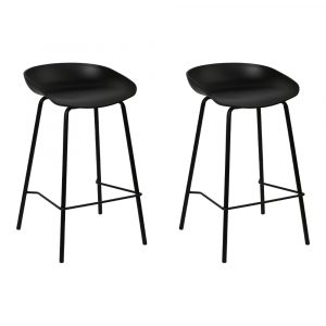Set of 2 Bar Stools (Black Metal)