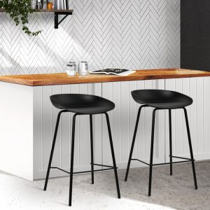 Set of 2 Bar Stools (Black Metal)