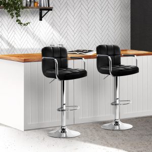 Set of 2 Swivel Gas Lift Bar Stools (with Armrests)