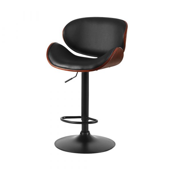 Contemporary Gas-lift Wooden and Steel Barstool