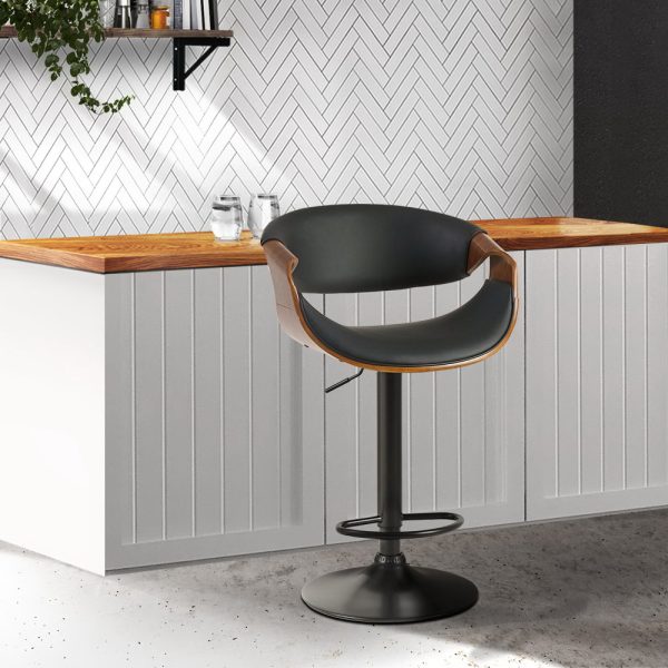 Modern Chic Wood and Leather Barstool