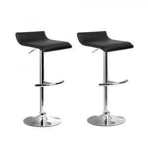 Set of 2 Black or White Leather Curved Barstools