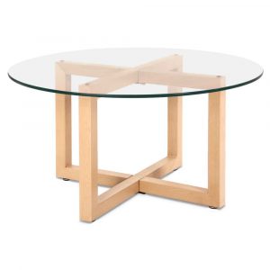 Contemporary Tempered Glass Beige Coffee Table
