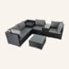 7PC Outdoor Wicker Loveseat Setting with Storage Corner (Black) - Thumbnail Image 7