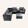 7PC Outdoor Wicker Loveseat Setting with Storage Corner (Black) - Thumbnail Image 6