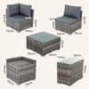 7PC Outdoor Wicker Loveseat Setting with Storage Corner (Black) - Thumbnail Image 10