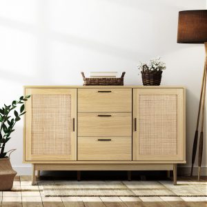 Rattan Buffet Sideboard with Storage Cupboards and Drawers