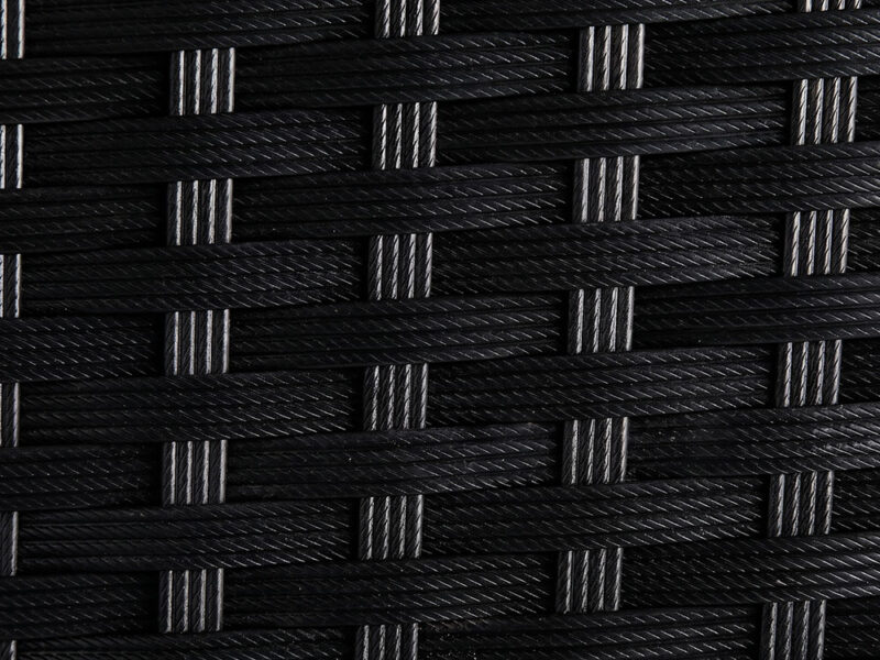 Close-up of black outdoor wicker furniture weave for Dreamo Living.