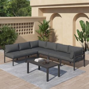 Outdoor Minimalist Charcoal Grey 7-Piece Lounge Set