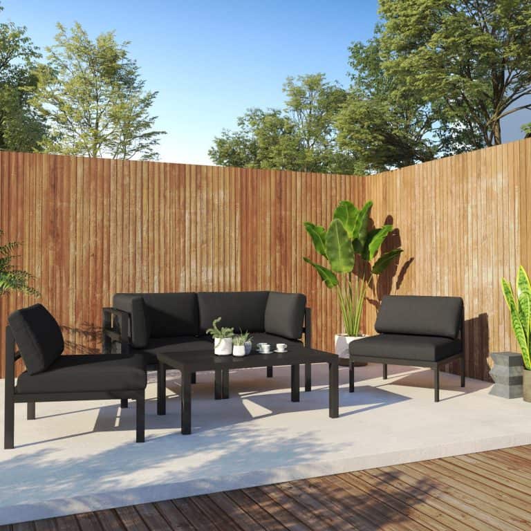 Outdoor 5 Piece Charcoal Grey Couch Set - Dreamo Living