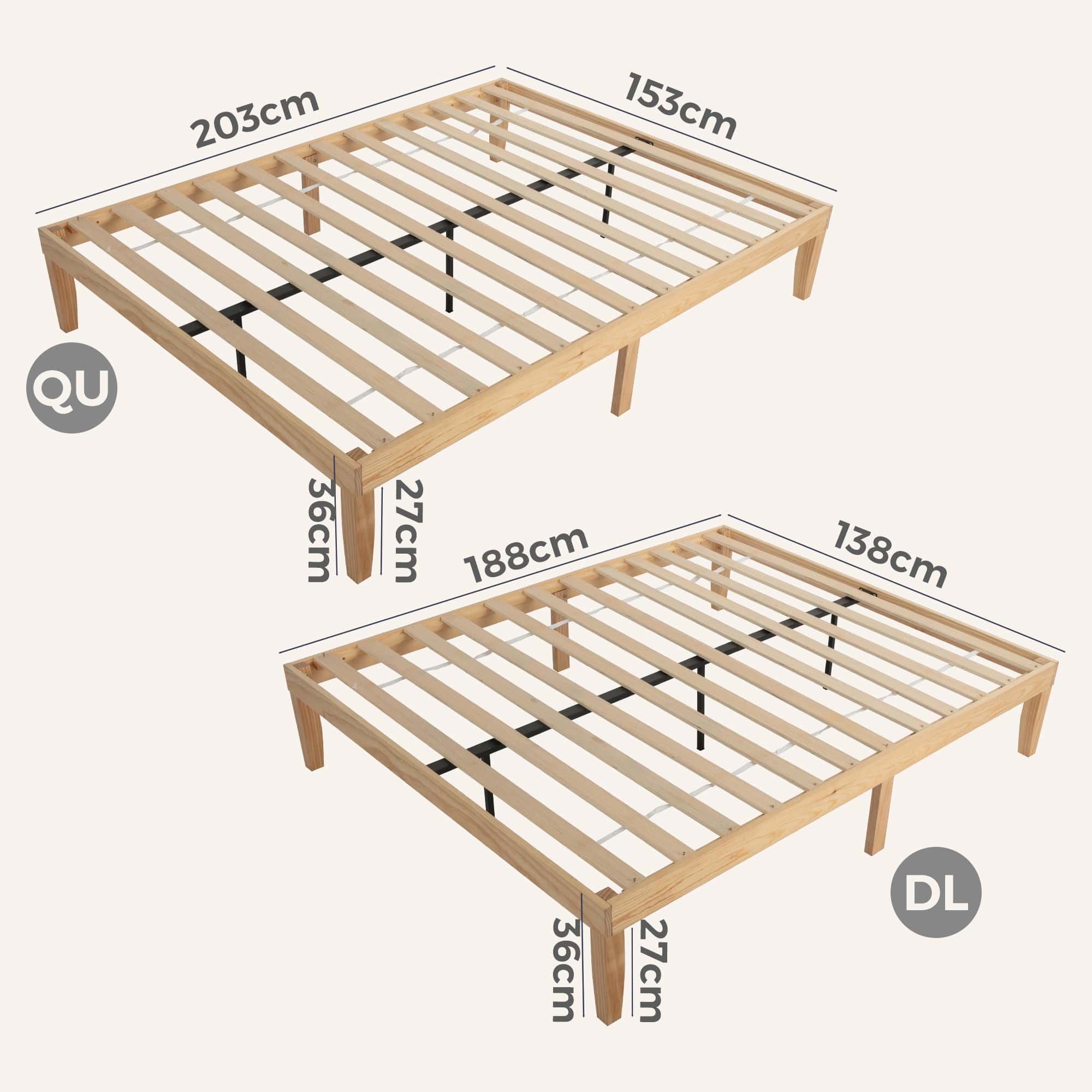 Warm Wooden Natural Bed Base Frame - Image 11