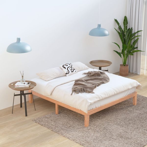 Warm Wooden Natural Bed Base Frame