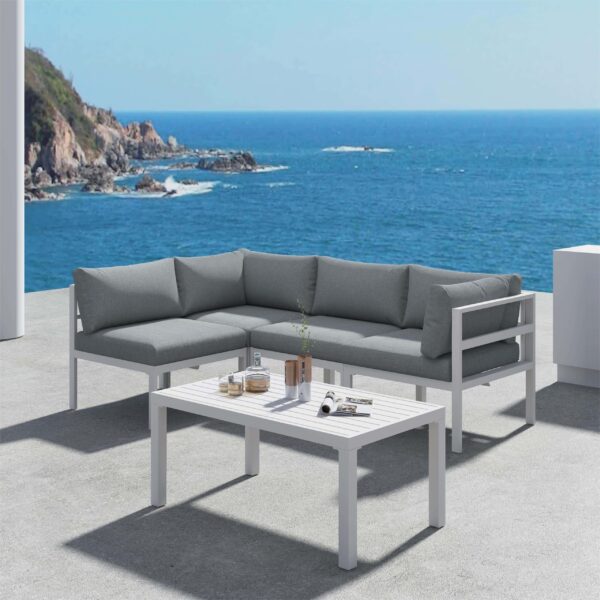 Outdoor White Modern 5 Piece Lounge Set