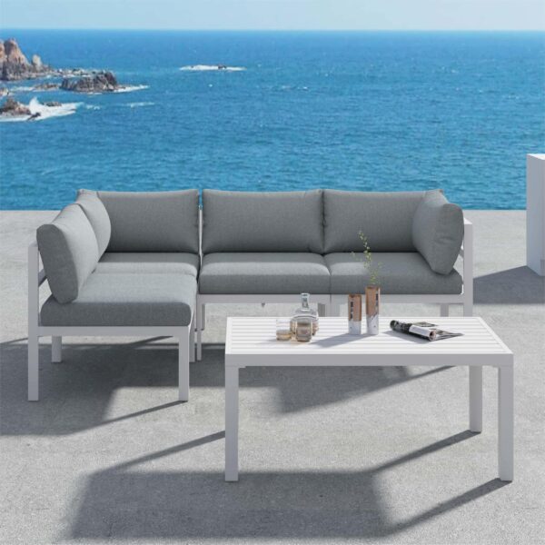 Outdoor White Modern 5 Piece Lounge Set