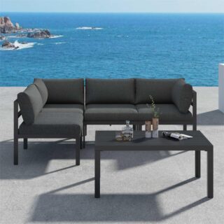 Outdoor Charcoal Grey Minimalist 5 Piece Lounge Set