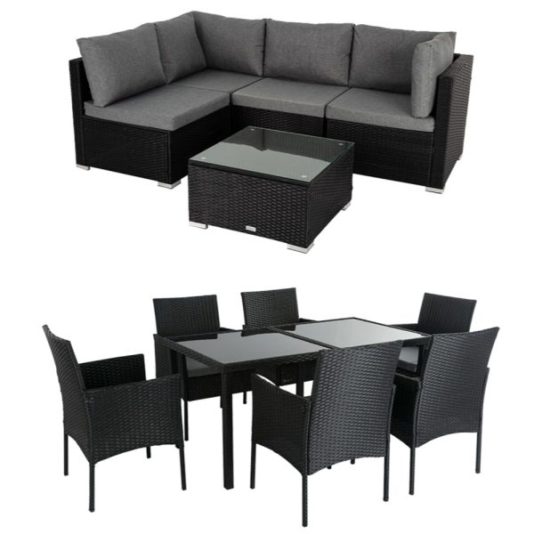 Dreamo 12-Piece Outdoor Lounge & Dining Set (Black)