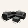 6PCS Outdoor Modular Lounge Sofa Coogee-Black - Thumbnail Image 14