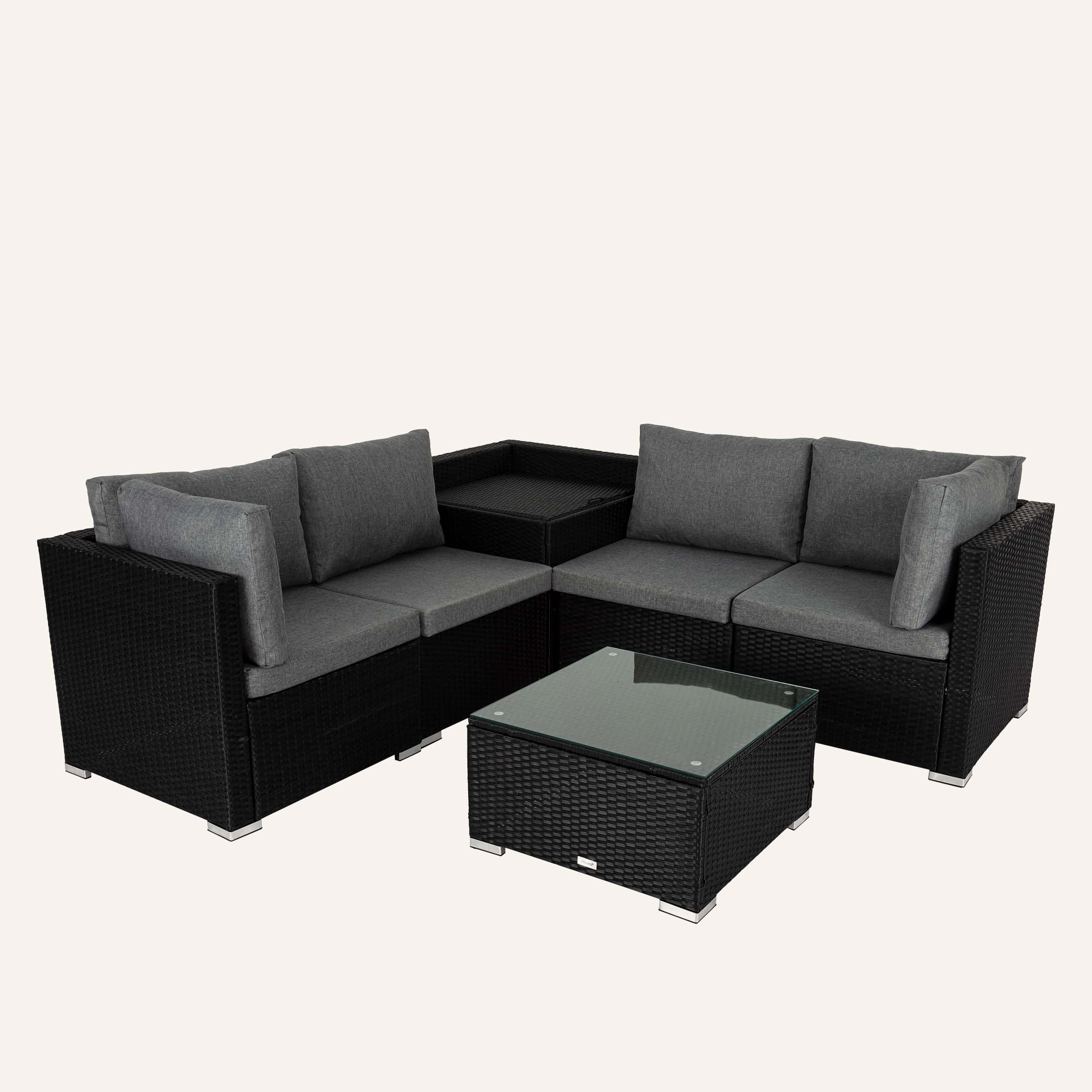 6PCS Outdoor Modular Lounge Sofa Coogee-Black - Image 6