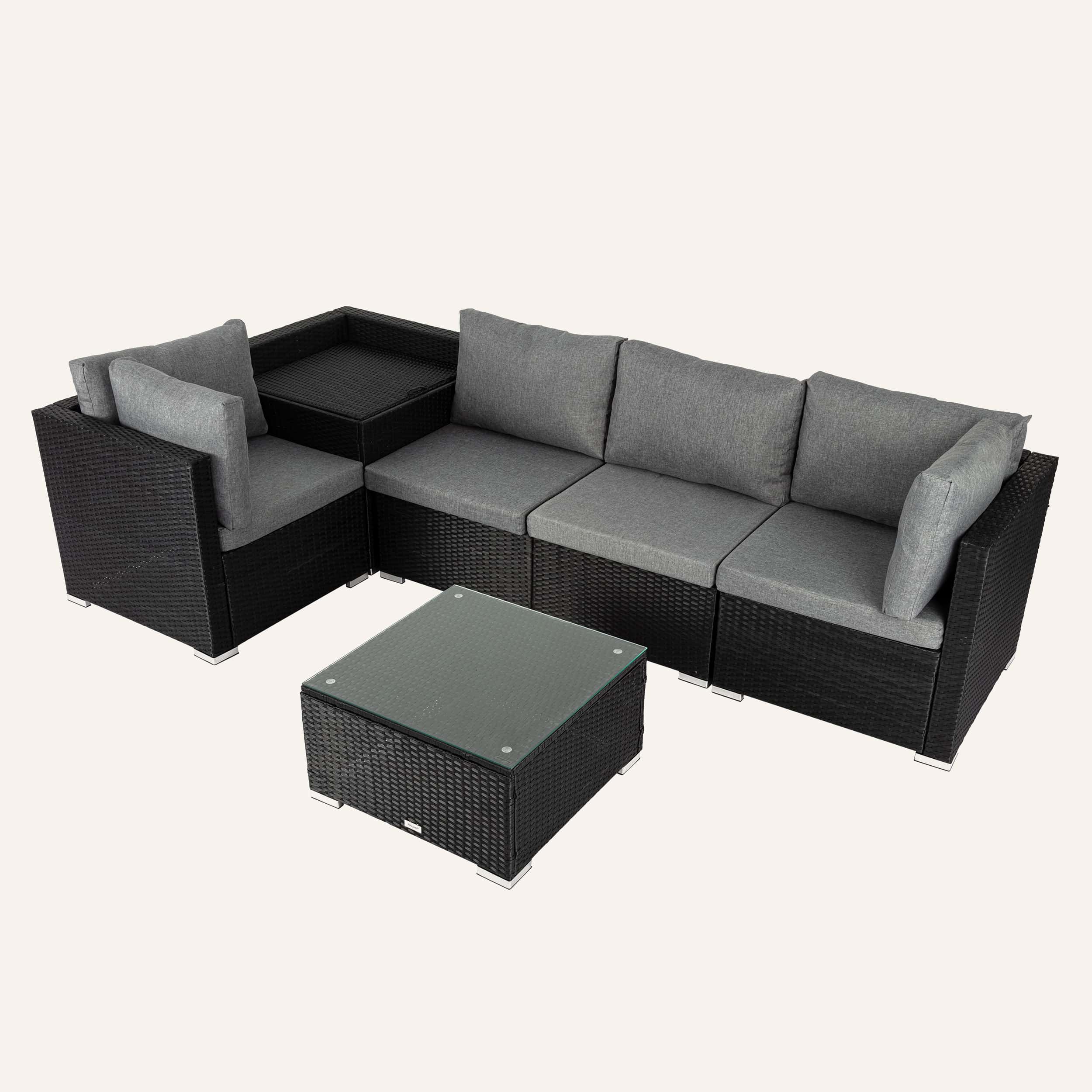 6PCS Outdoor Modular Lounge Sofa Coogee-Black - Image 7