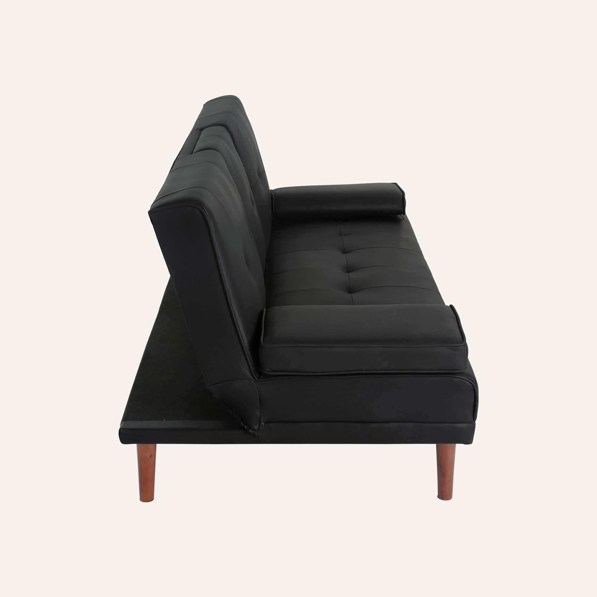 3 Seater Adjustable Sofa Bed With Cup Holder Black - Image 7