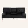 3 Seater Adjustable Sofa Bed With Cup Holder Black - Thumbnail Image 6