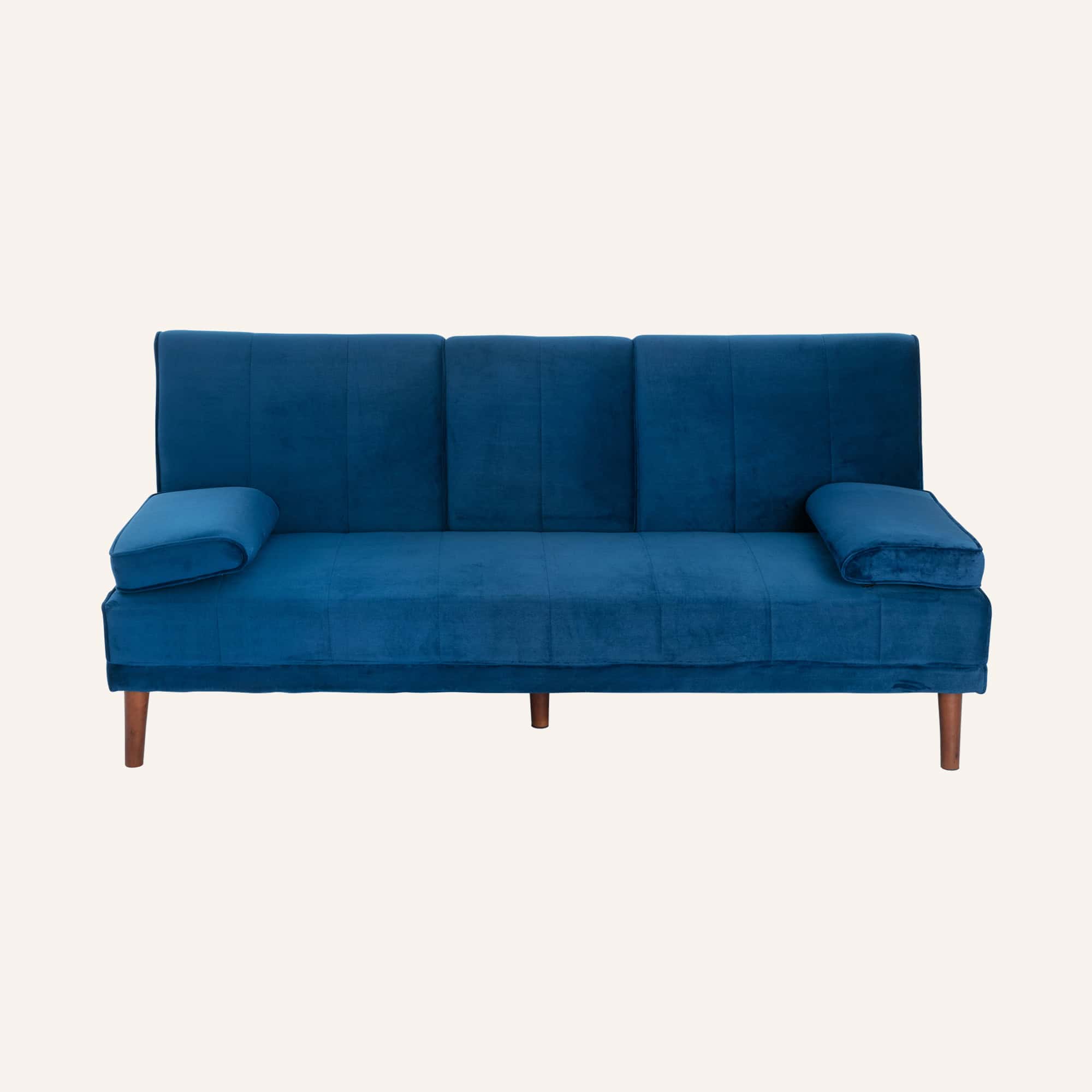 3 Seater Sofa Bed Couch with Cup Holder Velvet Navy - Image 7