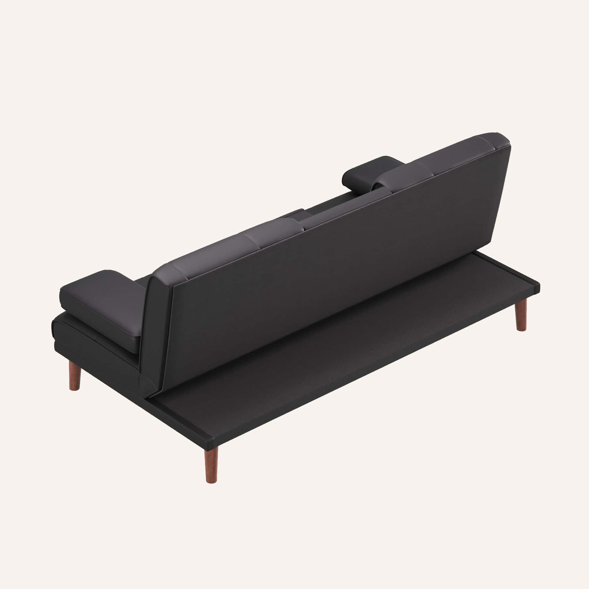 3 Seater Adjustable Sofa Bed With Cup Holder Black - Image 9
