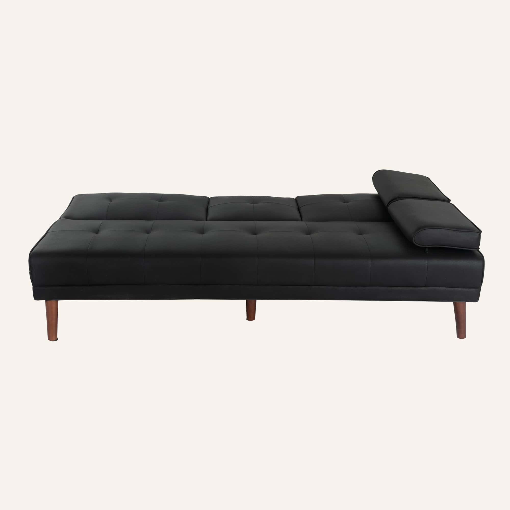 3 Seater Adjustable Sofa Bed With Cup Holder Black - Image 8