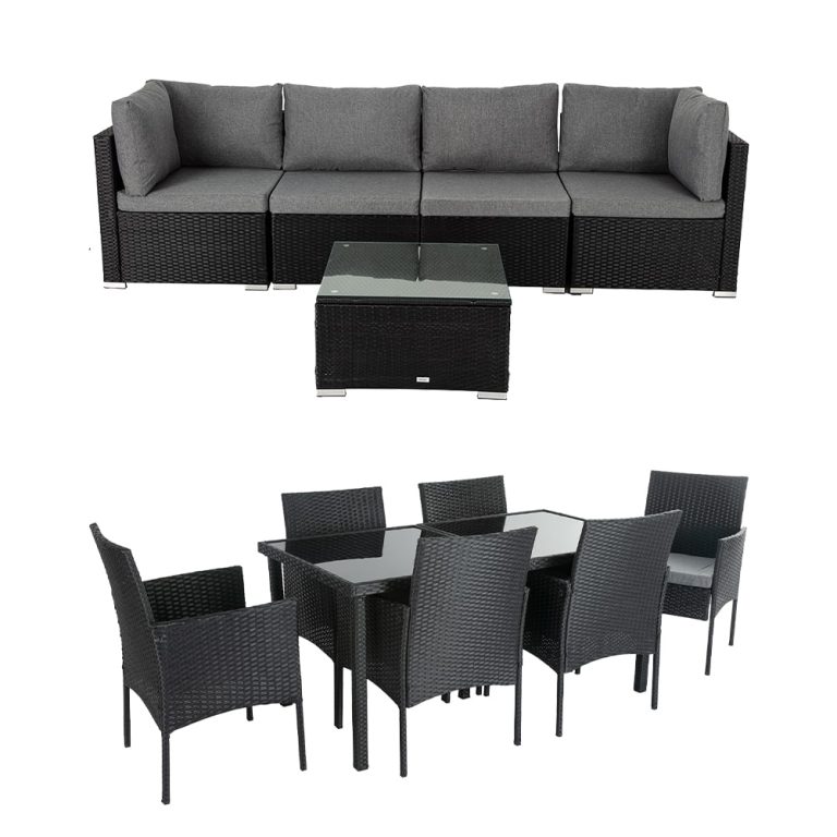 Dreamo 12Piece Outdoor Lounge & Dining Set (Black) Dreamo Living