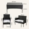 Ville 4-Seater PE Wicker Outdoor Lounge Sofa Set - Thumbnail Image 13