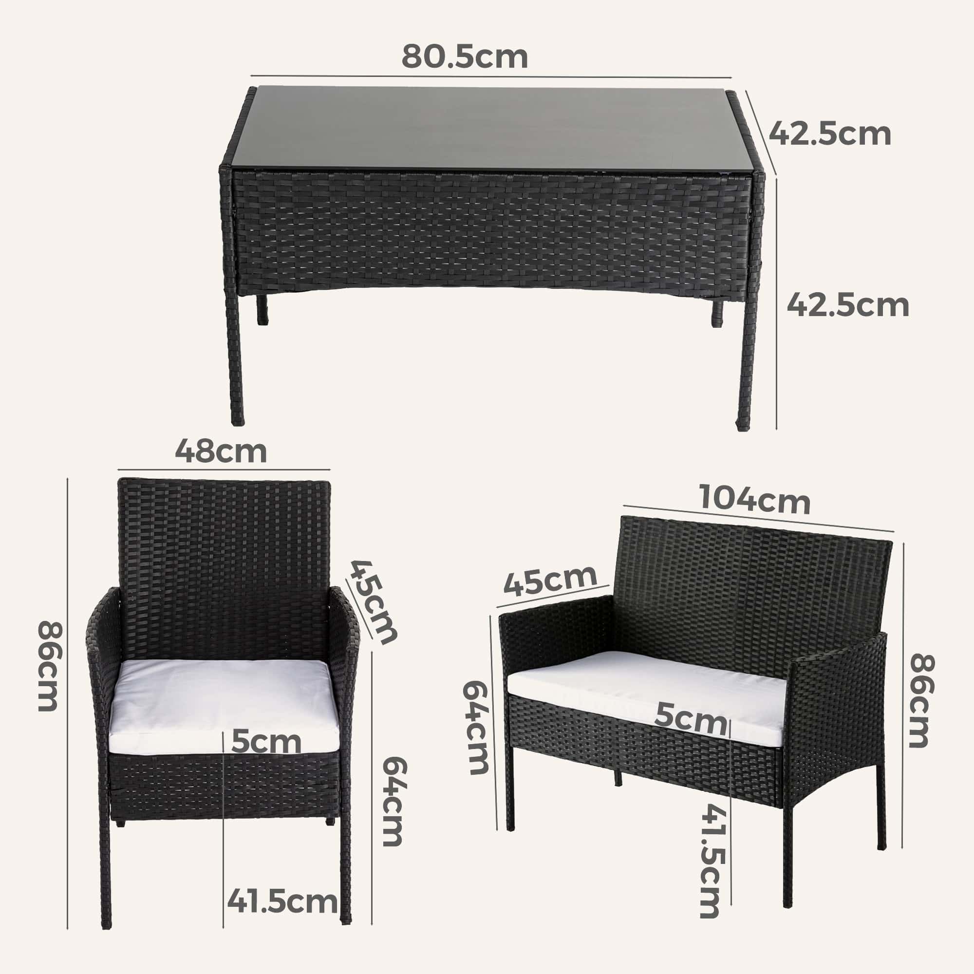 Ville 4-Seater PE Wicker Outdoor Lounge Sofa Set - Image 13