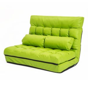 Double Seated Green Gemini Leather Sofa Bed