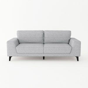 Three-Seater Light Grey Fabric Sofa with Wooden Frame