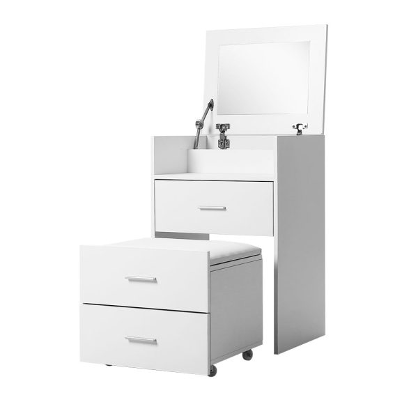 2-in-1 White Dressing Table and Drawers