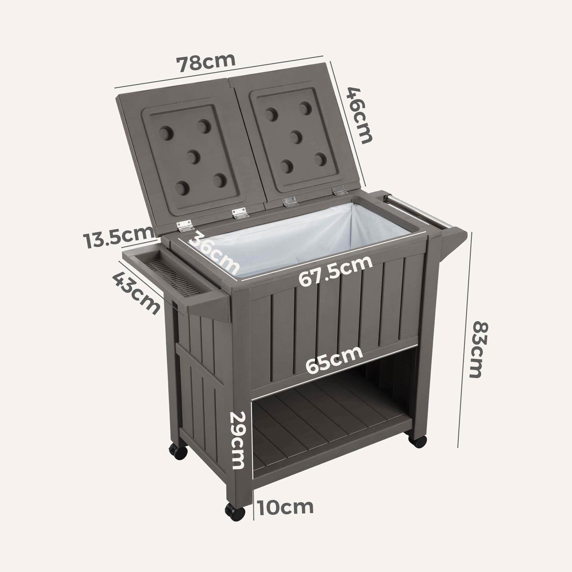 Garden Bar Serving Cart with Cooler (Taupe) - Image 10